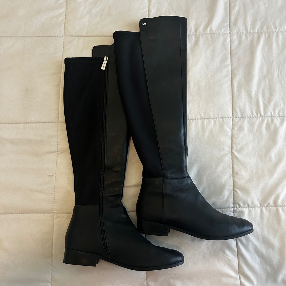 Michael Kors Black Over The Knee Boots 8.5 Equestrian Riding style preppy comfor